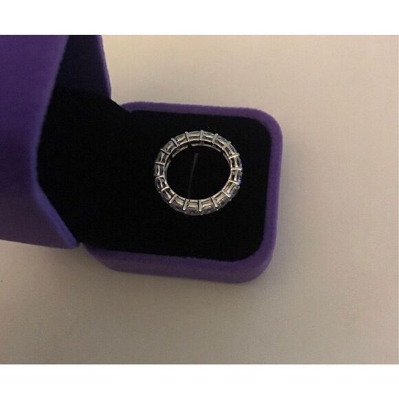 New DIAMONIQUE 6Ct Cushion Cut Sim Diamond Eternity Band Ring Sz 10~925SS - Picture 3 of 5